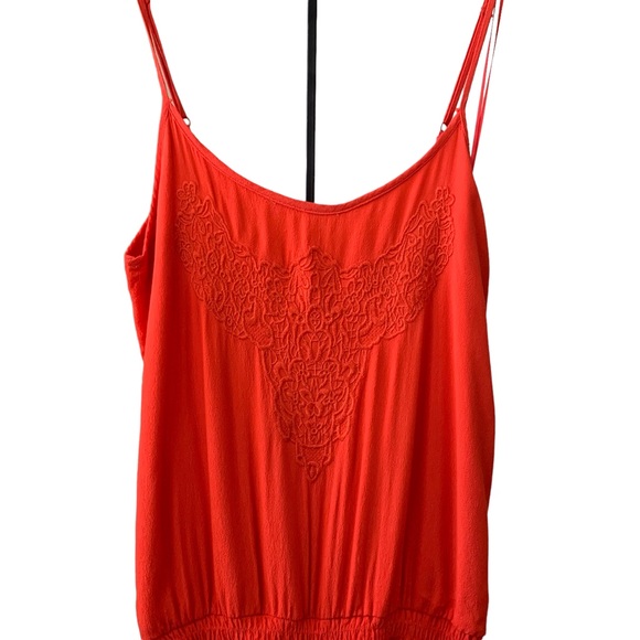 GIANNI BINI CORAL SPAGHETTI STRAP EMBROIDERED ROMPER - Picture 5 of 16